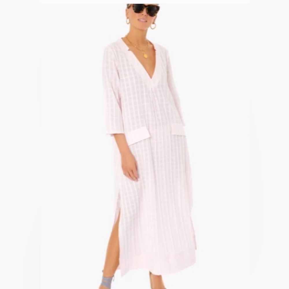 TUCKERNUCK Pomander Place 100% Cotton Pink Carolina Caftan Dress